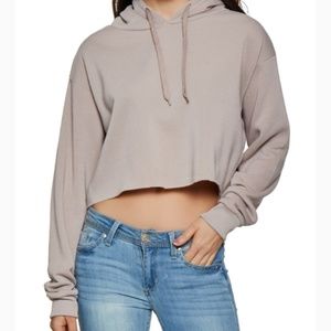 Gray Cropped Hoodie